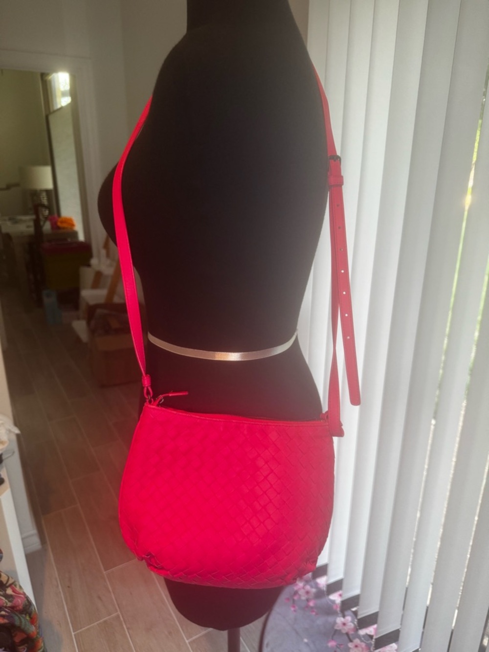 Bottega Women’s Woven Crossbody Bag in Vibrant Hot Pink, crossbody